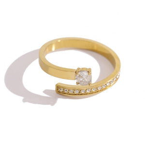 Tiny CZ Pave Channel Spiral Stack Open Ring - Perimade & Co.