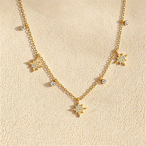 Tiny CZ Pave Starburst Station Chain Necklace - Perimade & Co.