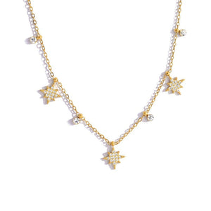 Tiny CZ Pave Starburst Station Chain Necklace - Perimade & Co.