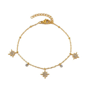 Tiny CZ Starburst Bead Charm Station Bracelet - Perimade & Co.