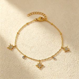 Tiny CZ Starburst Bead Charm Station Bracelet - Perimade & Co.