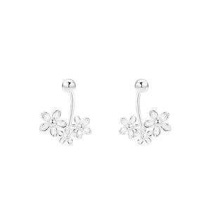 Tiny Daisy Floral Curved Lobe Hugger Earrings - Perimade & Co.