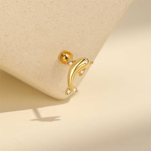 Tiny Dolphin Flat Back Cartilage Stud Earrings - Perimade & Co.