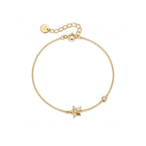 Tiny Gold Star Bezel CZ Charm Chain Bracelet - Perimade & Co.