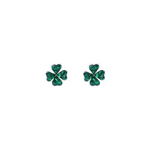 Tiny Green Four Leaf Clover Stud Earrings - Perimade & Co.