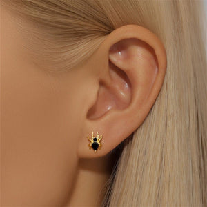 Tiny Halloween Black CZ Spider Stud Earrings - Perimade & Co.