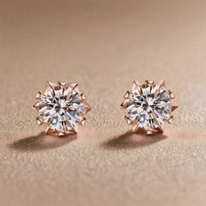 Tiny Heart Snowflake Moissanite Stud Earrings - Perimade & Co.