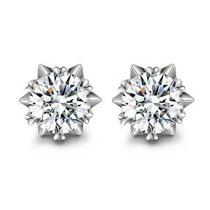 Tiny Heart Snowflake Moissanite Stud Earrings - Perimade & Co.