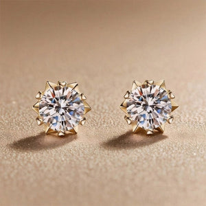 Tiny Heart Snowflake Moissanite Stud Earrings - Perimade & Co.
