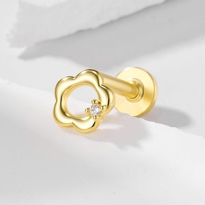Tiny Hollow Flower CZ Cartilage Stud Earrings - Perimade & Co.