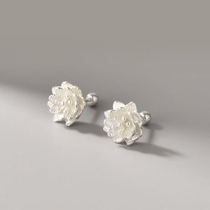 Tiny Lotus Flower Screw Back Stud Earrings - Perimade & Co.