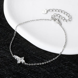 Tiny Moissanite Cross Charm Stacking Bracelet - Perimade & Co.