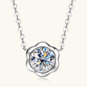 Tiny Moissanite Floral Bezel Pendant Necklace - Perimade & Co.