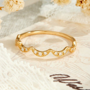 Tiny Moissanite Pave Wave Shaped Band Ring - Perimade & Co.