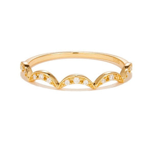 Tiny Moissanite Pave Wave Shaped Band Ring - Perimade & Co.