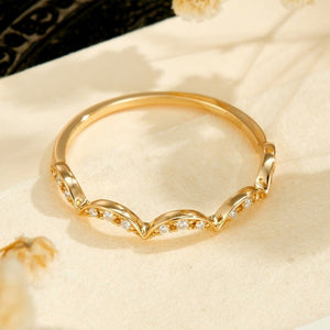 Tiny Moissanite Pave Wave Shaped Band Ring - Perimade & Co.