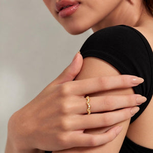Tiny Moissanite Pave Wave Shaped Band Ring - Perimade & Co.