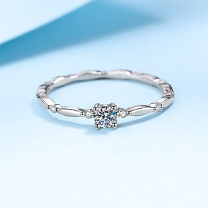 Tiny Moissanite Stacking Wavy Thin Band Ring - Perimade & Co.