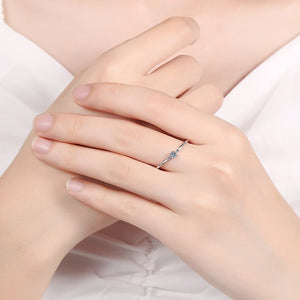 Tiny Moissanite Stacking Wavy Thin Band Ring - Perimade & Co.