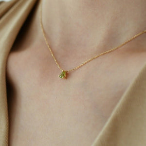 Tiny Olive Green Trillion CZ Pendant Necklace - Perimade & Co.