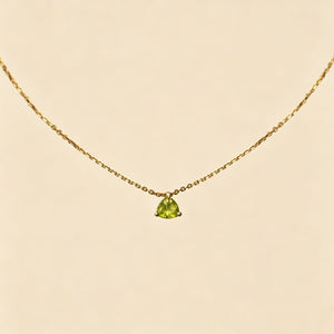 Tiny Olive Green Trillion CZ Pendant Necklace - Perimade & Co.