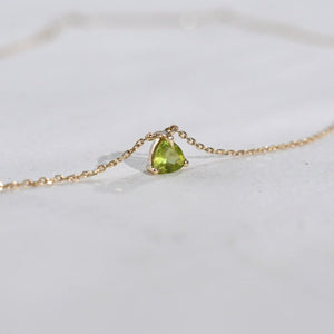 Tiny Olive Green Trillion CZ Pendant Necklace - Perimade & Co.