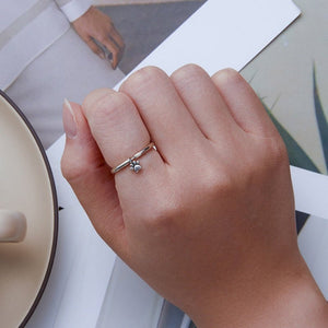 Tiny Paw Print Dangle Charm Stack Band Ring - Perimade & Co.
