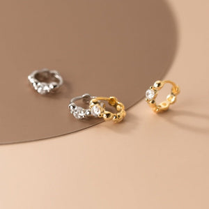 Tiny Round CZ Beaded Huggie Hoop Earrings - Perimade & Co.