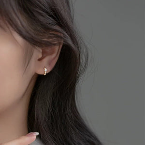 Tiny Round CZ Beaded Huggie Hoop Earrings - Perimade & Co.