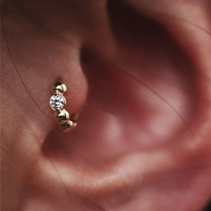 Tiny Round CZ Beaded Huggie Hoop Earrings - Perimade & Co.