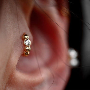 Tiny Round CZ Beaded Huggie Hoop Earrings - Perimade & Co.