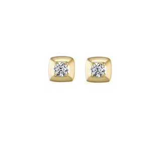 Tiny Round CZ Cushion Beveled Stud Earrings - Perimade & Co.
