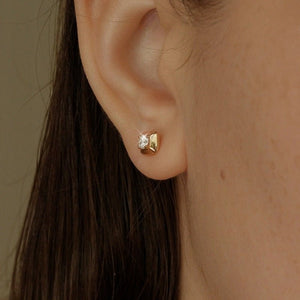 Tiny Round CZ Cushion Beveled Stud Earrings - Perimade & Co.