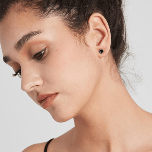 Tiny Small Black Agate Star Stud Earrings - Perimade & Co.