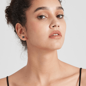 Tiny Small Black Agate Star Stud Earrings - Perimade & Co.