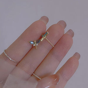Tiny Small Blue Dragonfly Stud Earrings - Perimade & Co.