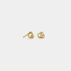 Gold heart-shaped earrings on a white background