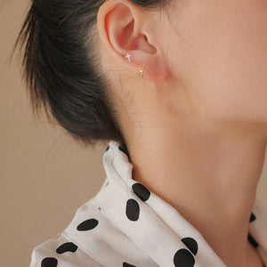 Tiny Small Cross Cartilage Stud Earrings - Perimade & Co.