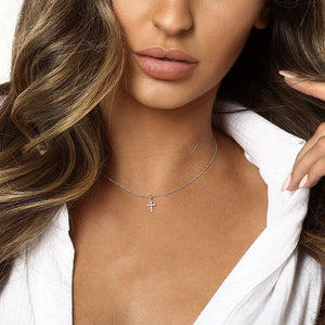 Tiny Small Cross Charm Pendant Necklace - Perimade & Co.