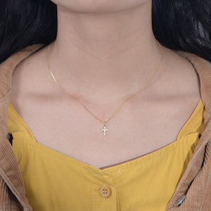 Tiny Small Cross Charm Pendant Necklace - Perimade & Co.