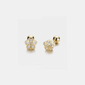 Tiny Small Flower Screw Back Stud Earrings - Perimade & Co.