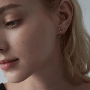 Tiny Small Gold Heart Ribbon Stud Earrings - Perimade & Co.