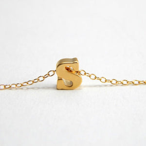 Tiny Small Initial Letter Pendant Necklace - Perimade & Co.