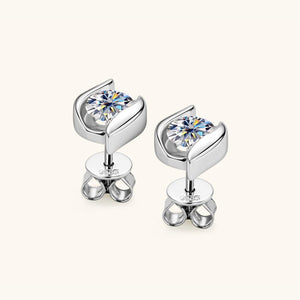 Tiny Small Moissanite Leaf Stud Earrings - Perimade & Co.