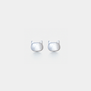 Tiny Small Mother of Pearl Cat Stud Earrings - Perimade & Co.