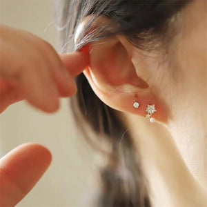 Tiny Small Pearl Star Wedding Stud Earrings - Perimade & Co.