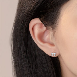 Tiny Small Pink Bow Tie Stud Earrings - Perimade & Co.