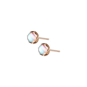 Tiny Small Round Moonstone Stud Earrings - Perimade & Co.