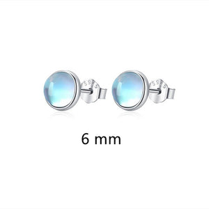 Tiny Small Round Moonstone Stud Earrings - Perimade & Co.