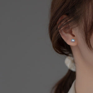 Tiny Small Round Moonstone Stud Earrings - Perimade & Co.